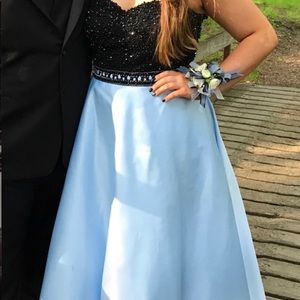 Blue and Black Ball Gown Prom Dress